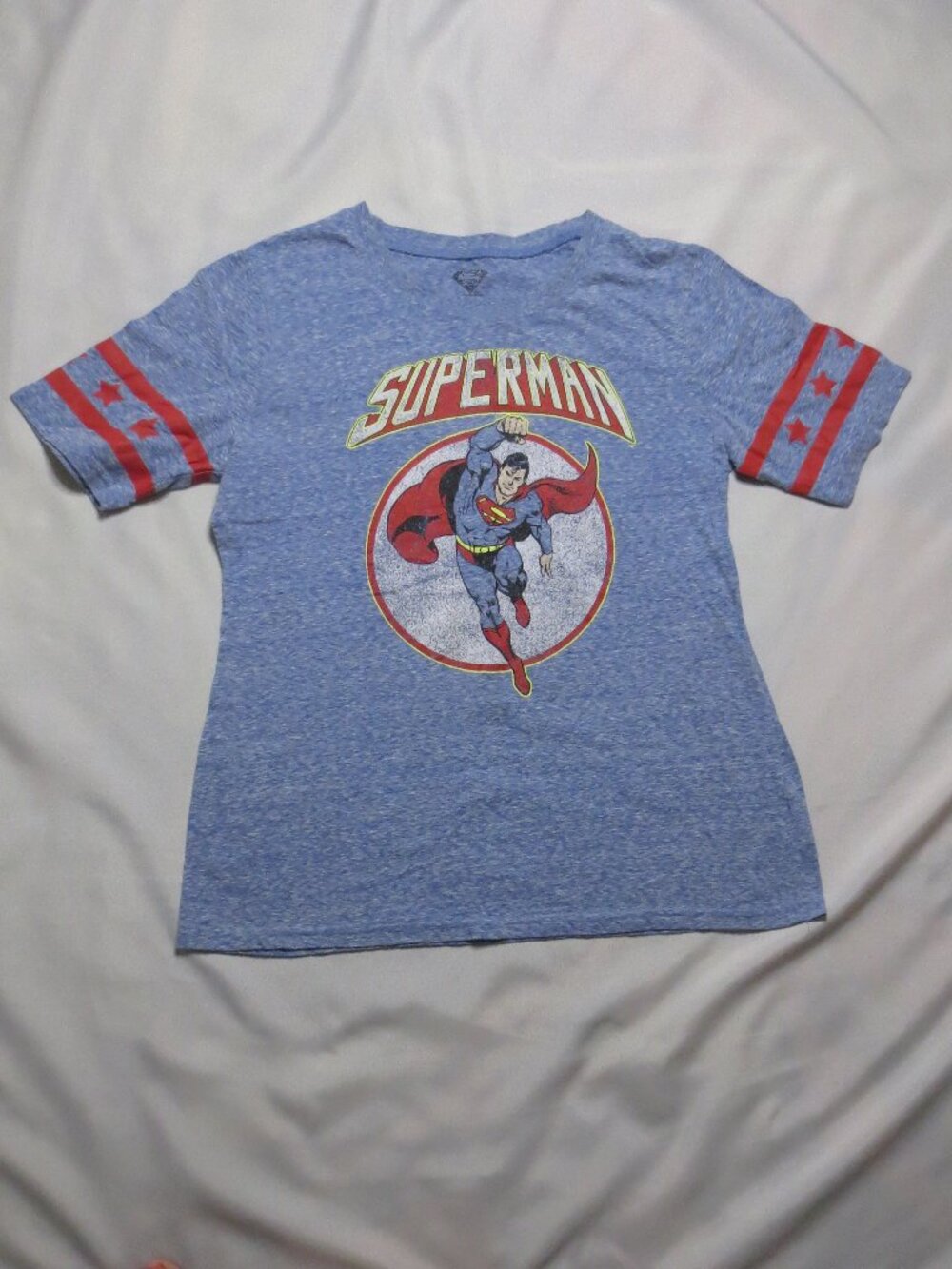 DC COMICS SUPERMAN womens T-SHIRT blue VINTAGE red TEE top SIZE XXL